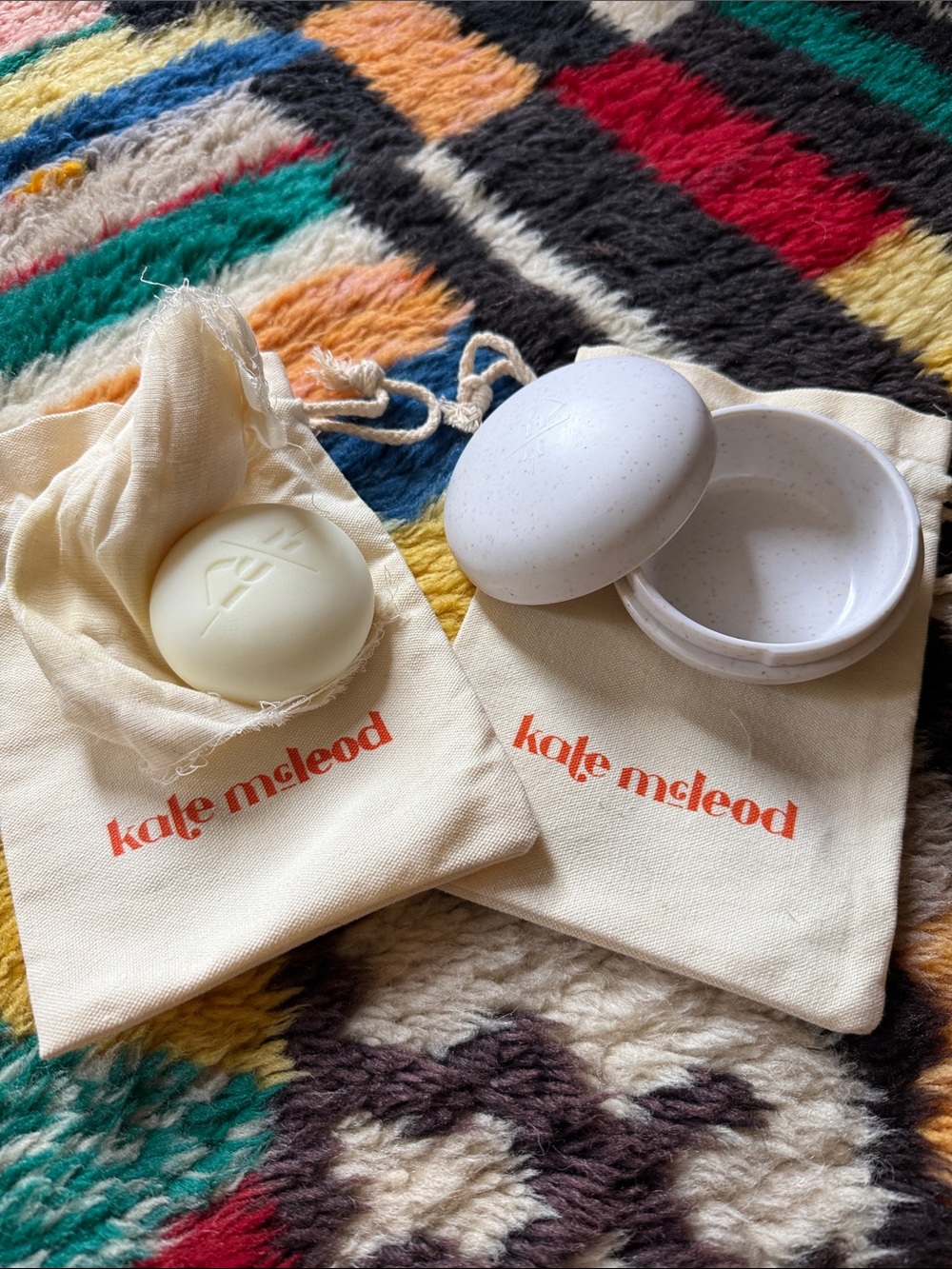 Kate McLeod Unscented Stone Solid Lotion and Travel Case in Oatmeal